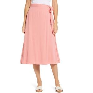 Caslon Faux Wrap Pink Midi Skirt Size Medium